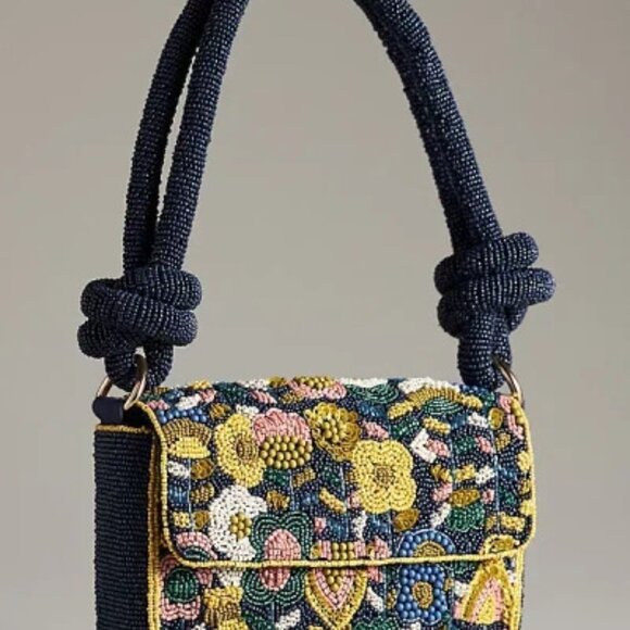 Anthropologie Handbags - Anthropologie FIONA Beaded Bag: Knotted Flora Limited Edition Blue $110 Maeve